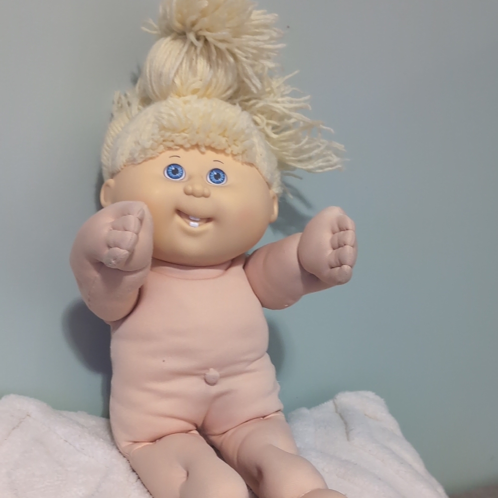 Vintage Cabbage Patch Doll 1990 Blonde Blue Eyes And Teeth! *BINJ